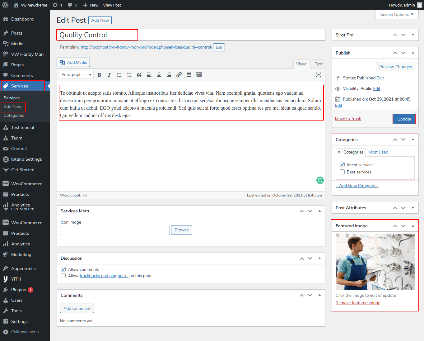 Image showing how to create service post